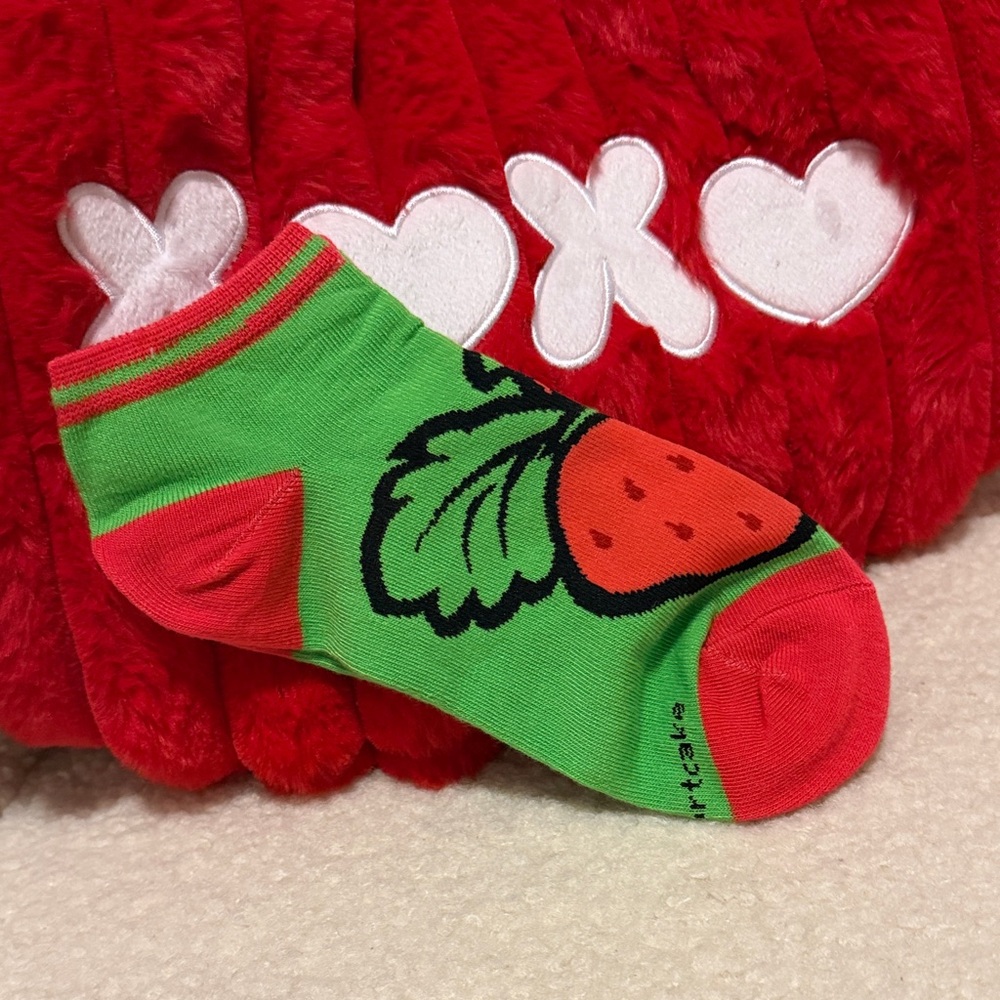 Strawberry Short Cake Green and Red Strawberry Socks